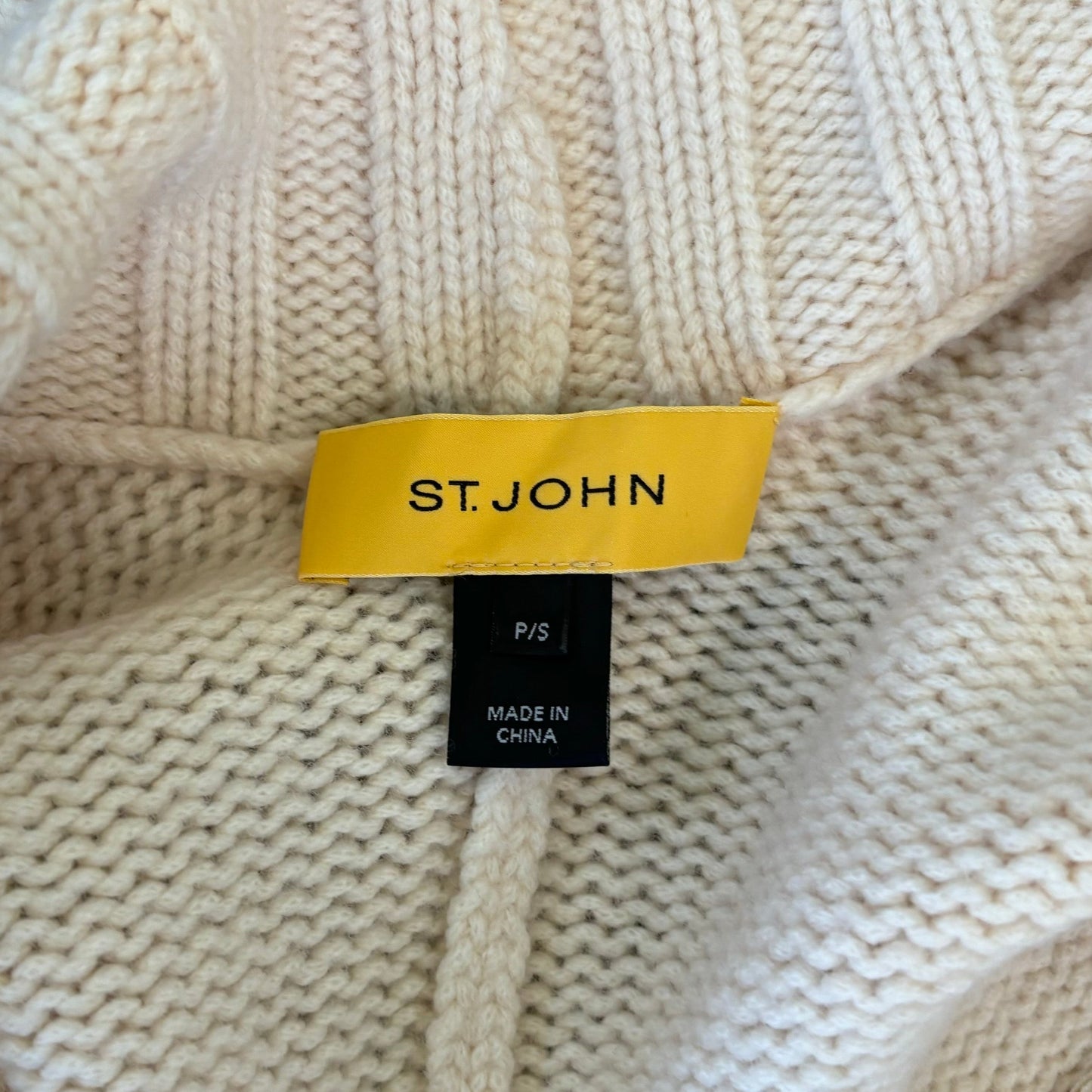 Sweater Cardigan Luxury Designer By St. John In Cream, Size: S