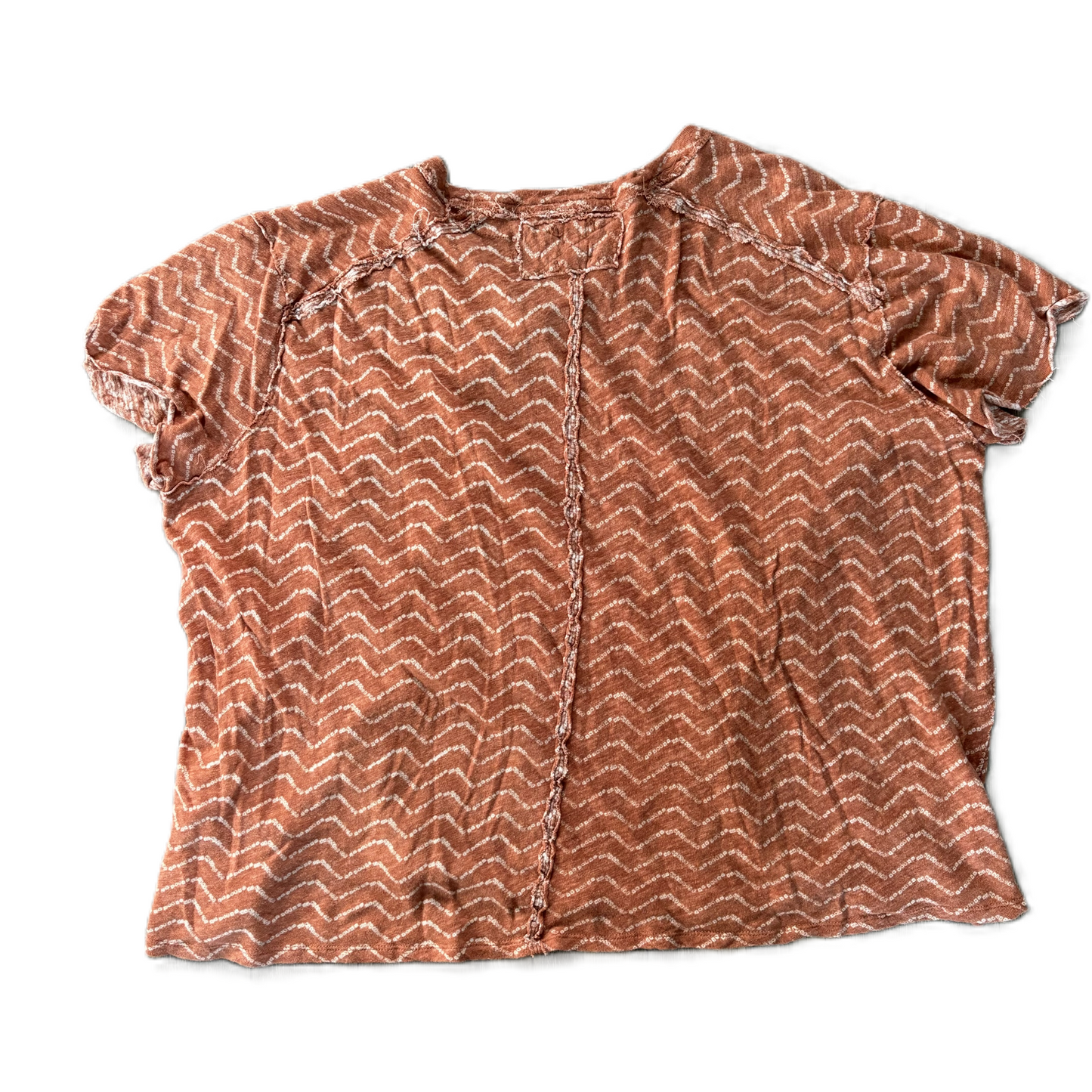 Top Short Sleeve By We The Free In Brown & Cream, Size: M