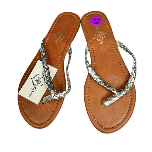 Brown & Silver Sandals Flip Flops By Sole Mates, Size: 7.5