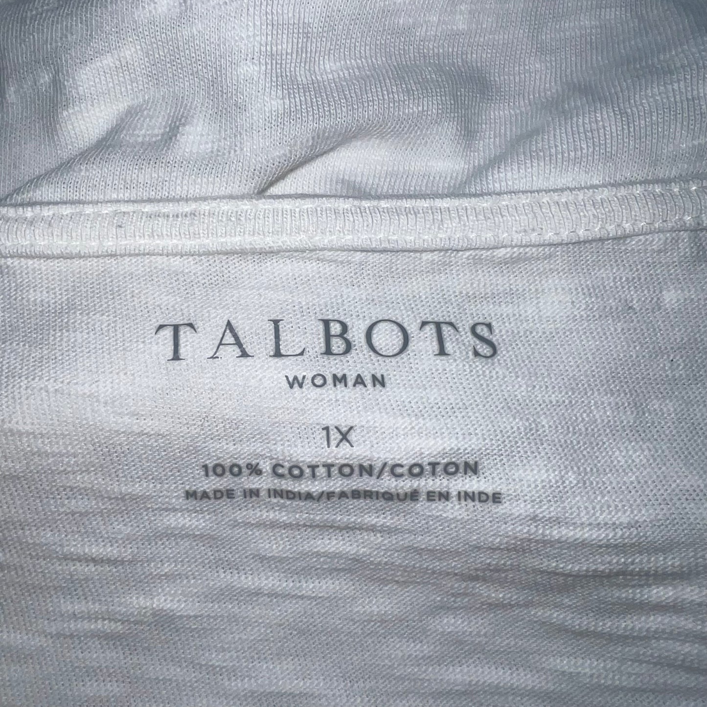 White Top 3/4 Sleeve By Talbots, Size: 1x