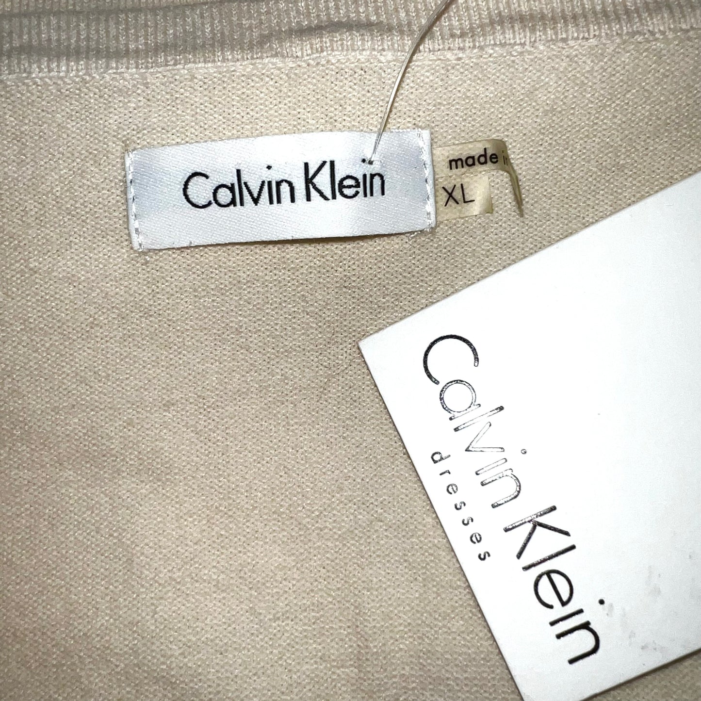 Tan Dress Casual Midi By Calvin Klein, Size: Xl