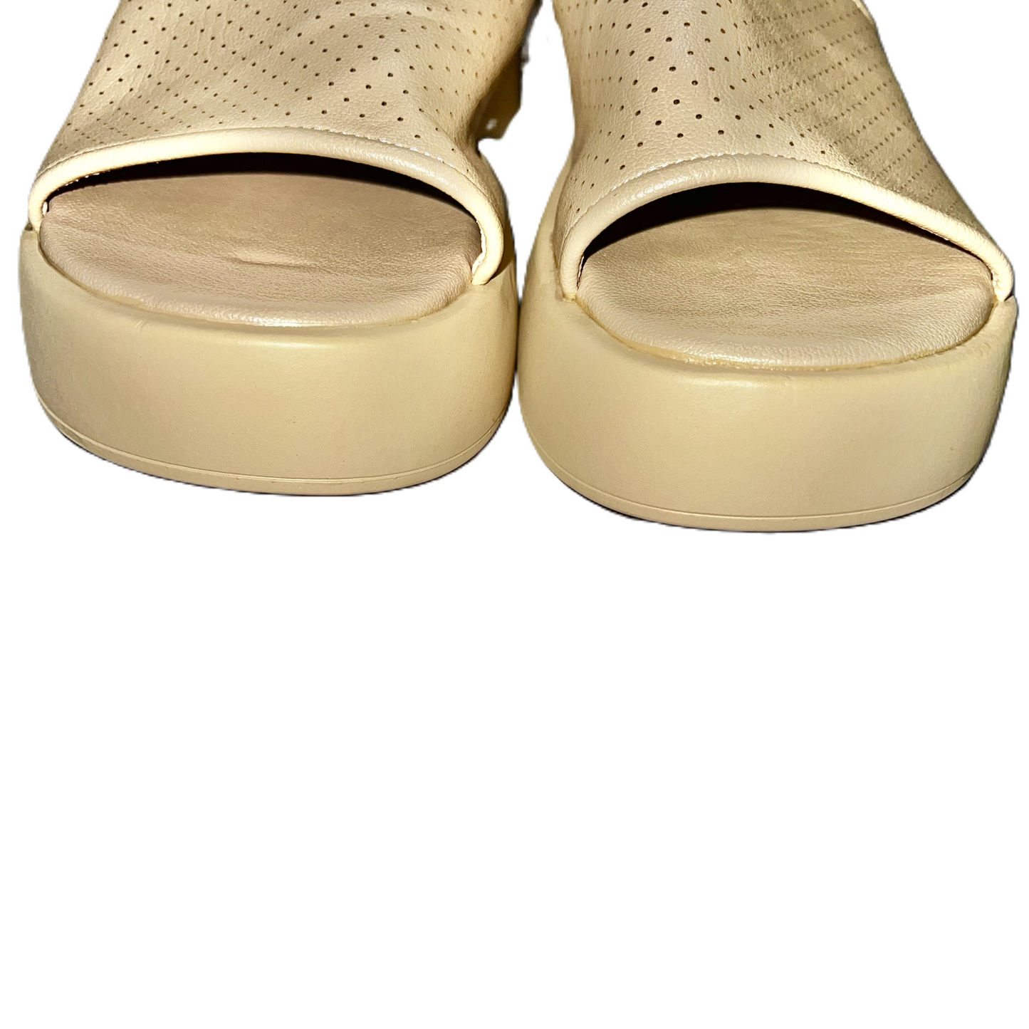 Sandals Heels Platform In Beige, Size: 9