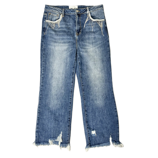 Jeans Straight By Risen In Blue Denim, Size: 14