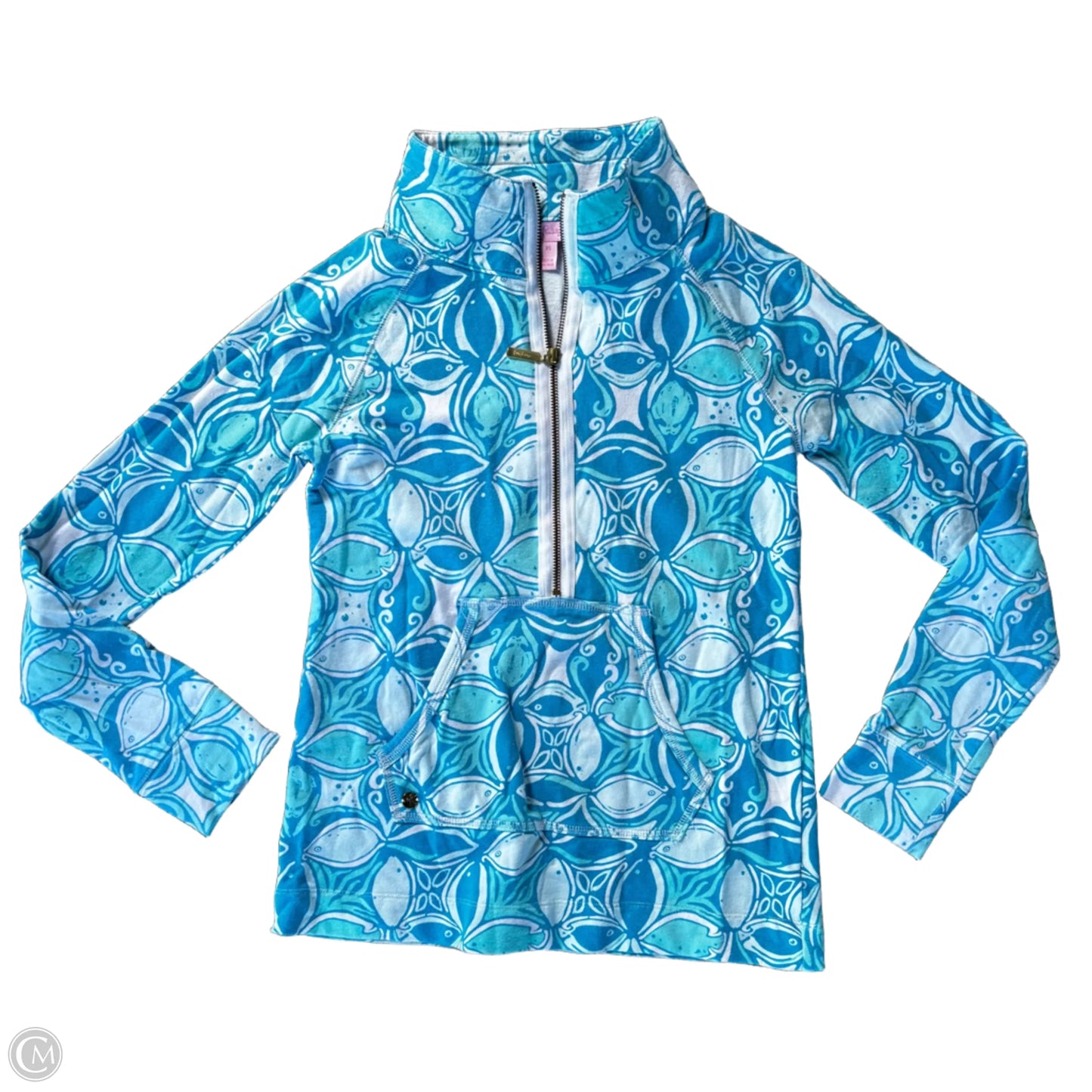 Top Long Sleeve Designer By Lilly Pulitzer In Blue & White, Size: Xs