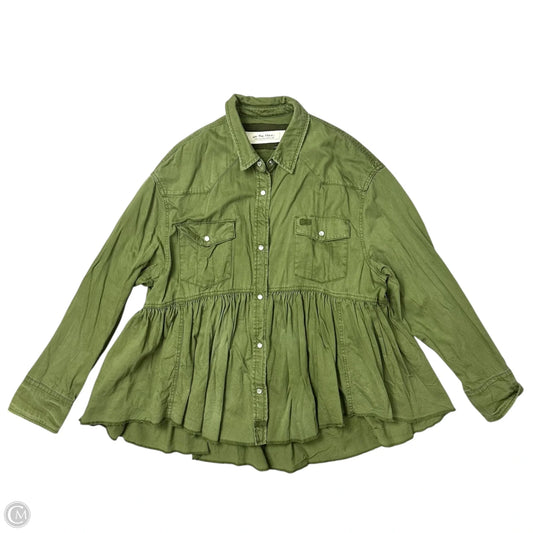 Jacket Shirt By Free People In Green, Size: L