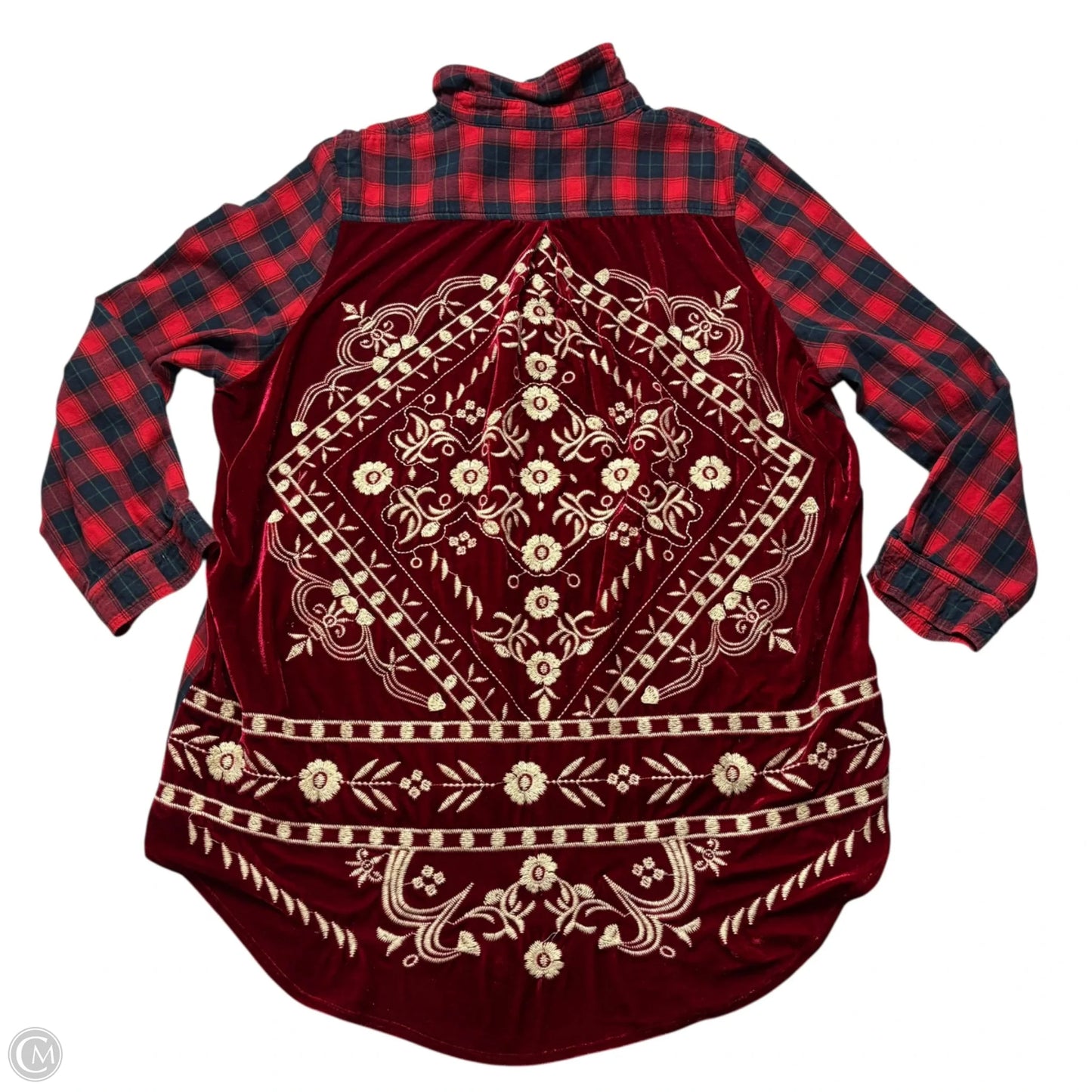 Top Long Sleeve By Paparazzi In Plaid Pattern, Size: 2x