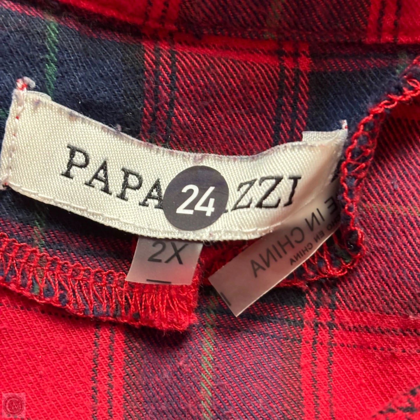 Top Long Sleeve By Paparazzi In Plaid Pattern, Size: 2x