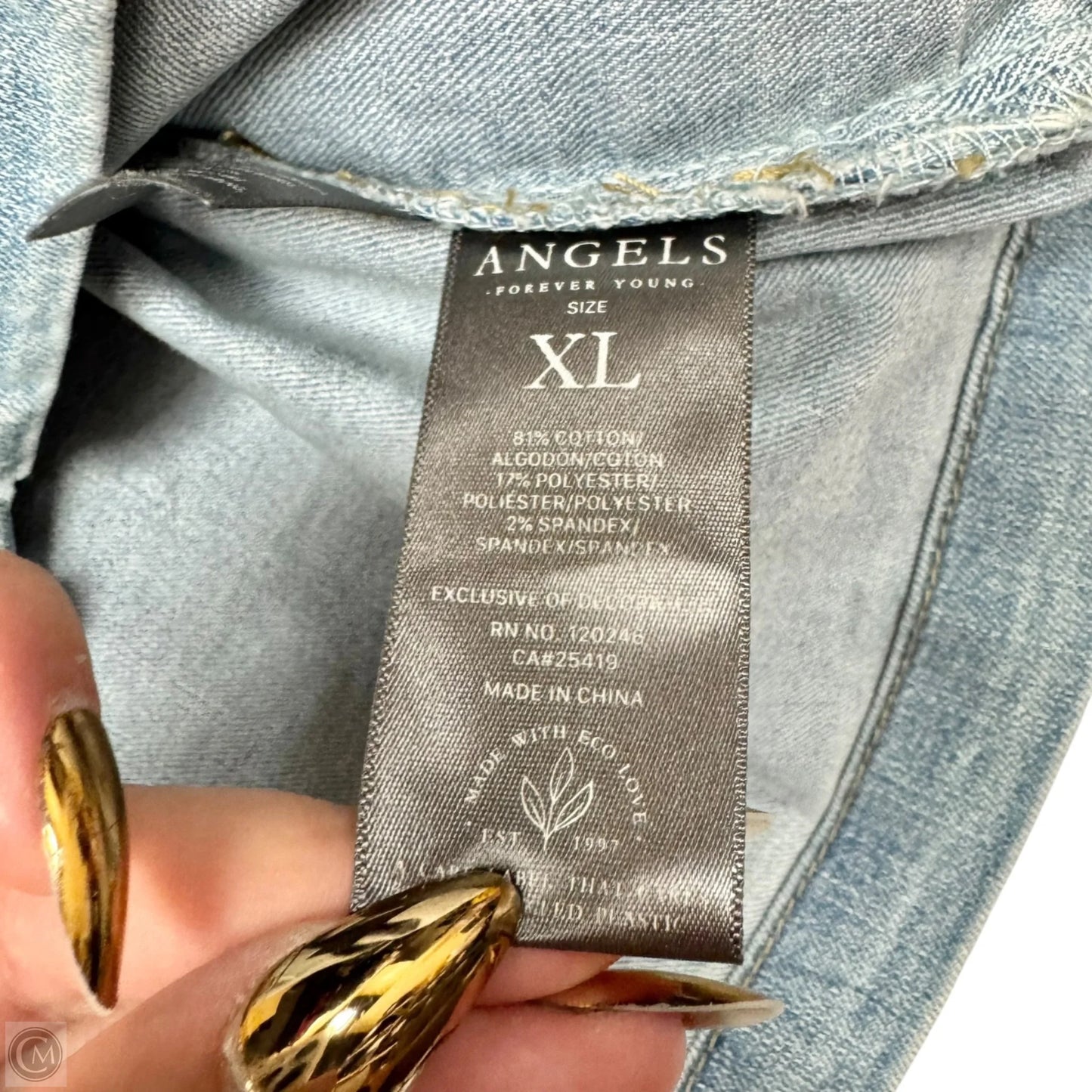 Jacket Denim By Angels In Blue Denim, Size: Xl