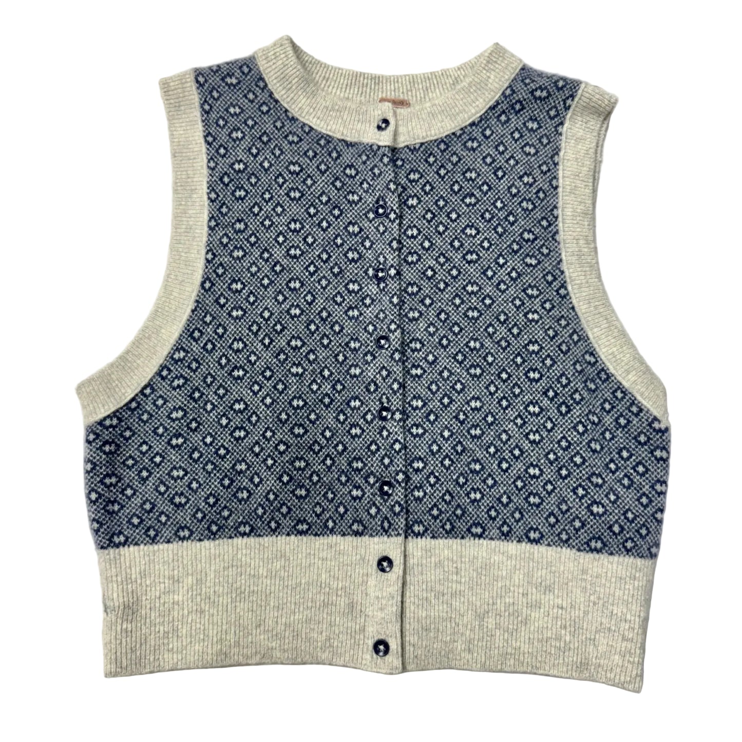 Vest Sweater By Free People In Blue & Grey, Size: L