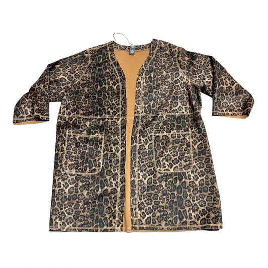 Cardigan By Chelsea And Theodore In Leopard Print, Size: 2x