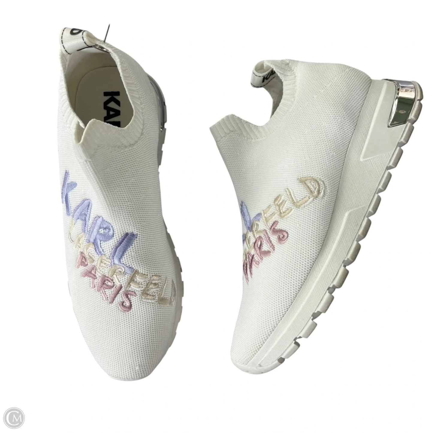 Shoes Designer By Karl Lagerfeld In White, Size: 8