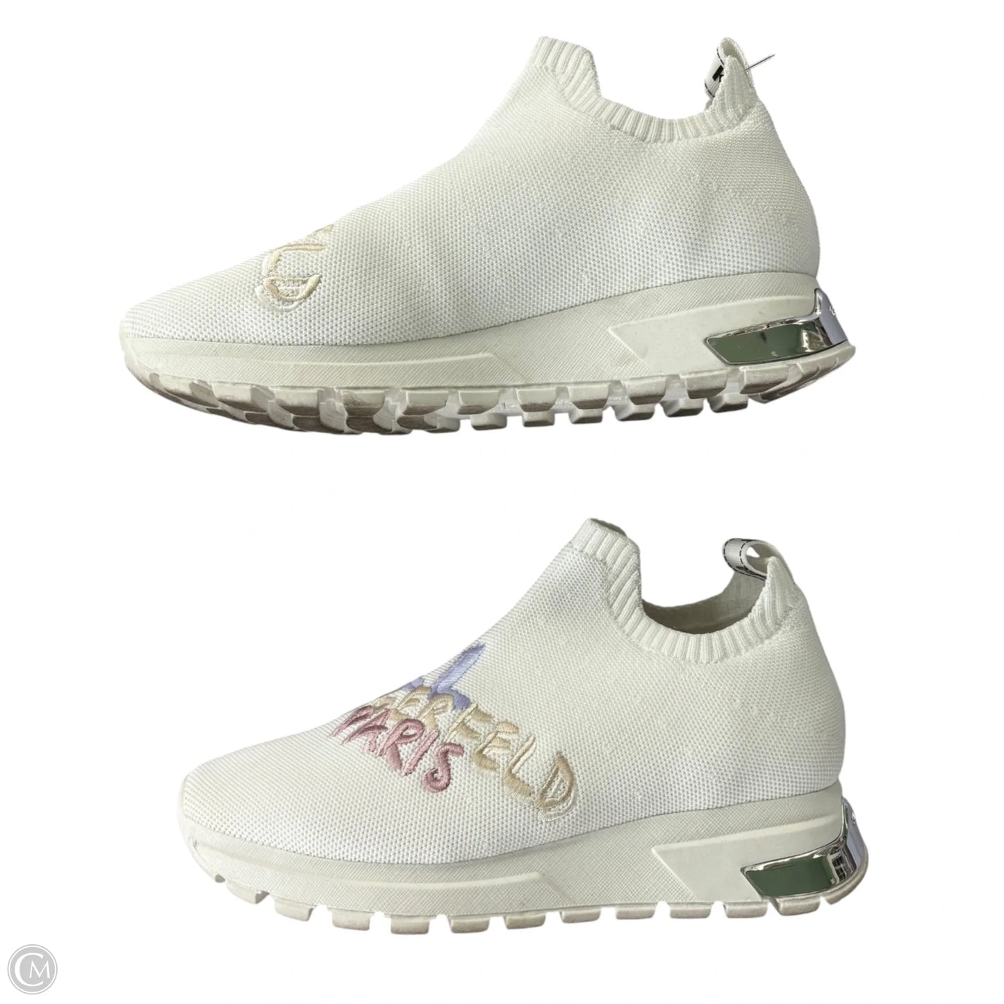 Shoes Designer By Karl Lagerfeld In White, Size: 8