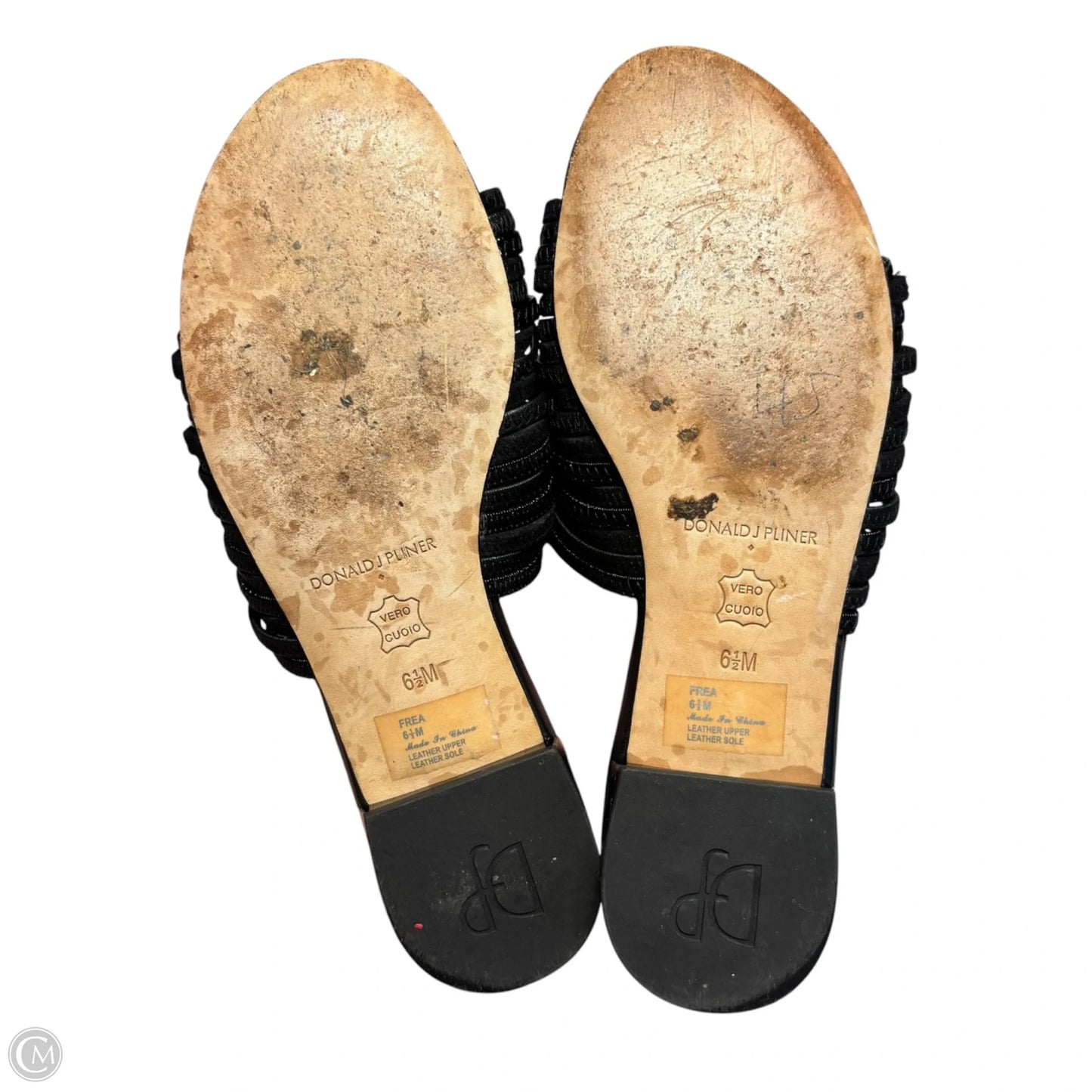 Sandals Flats By Donald Pliner In Black, Size: 6.5