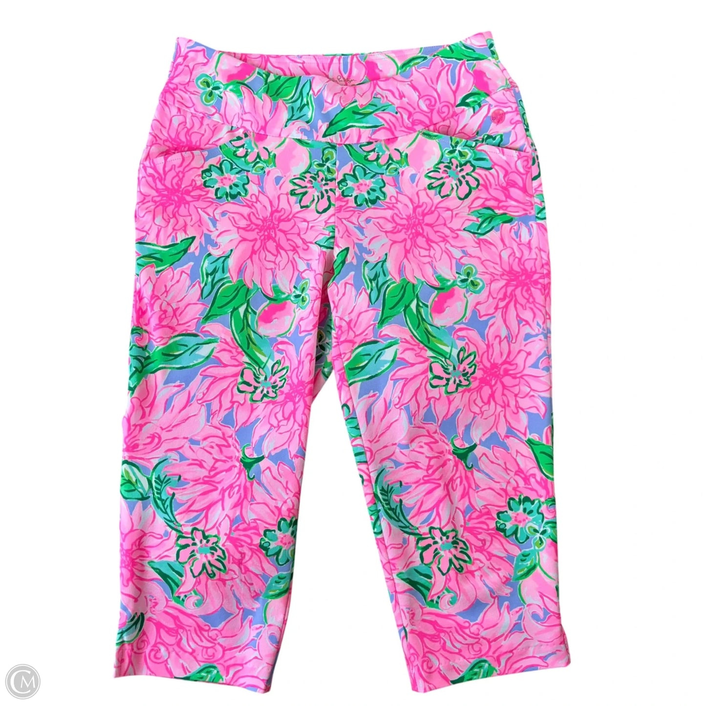 Capris Designer By Lilly Pulitzer In Green & Pink, Size: 8