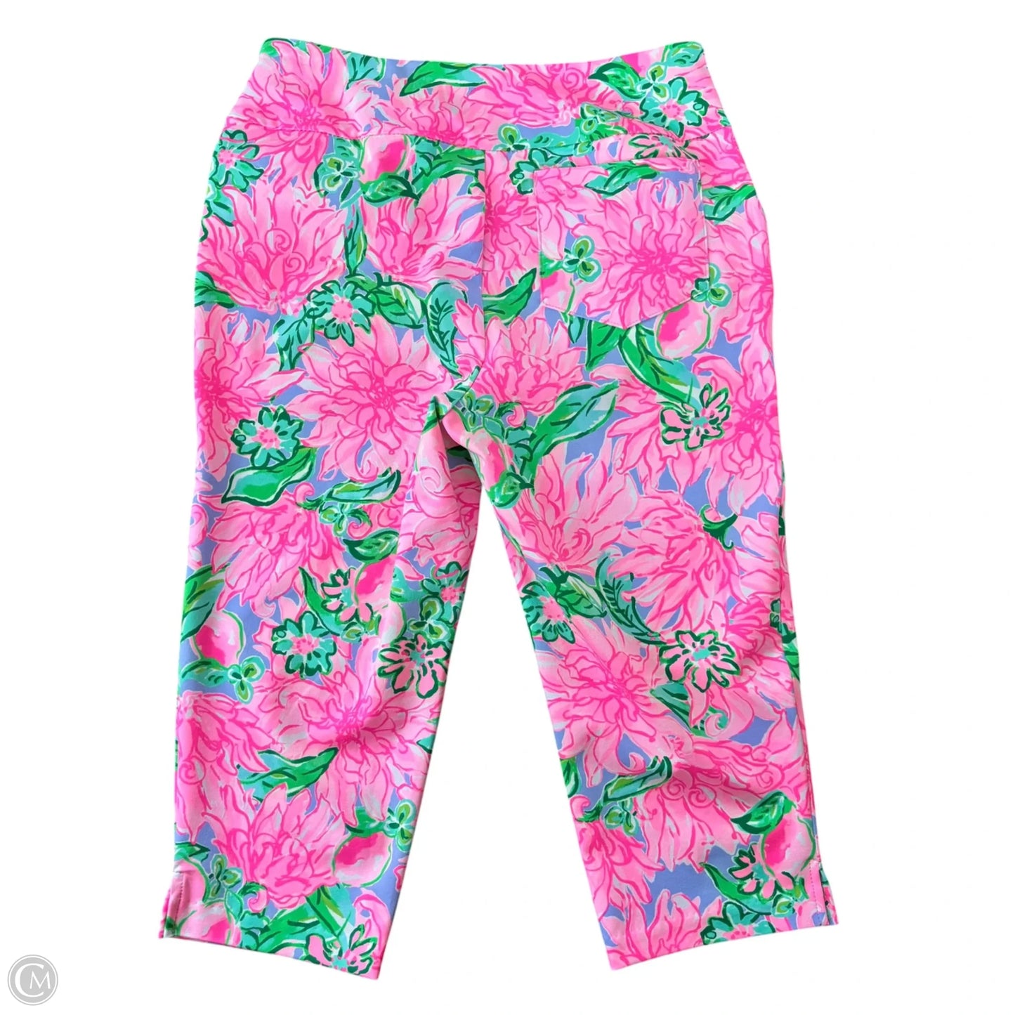 Capris Designer By Lilly Pulitzer In Green & Pink, Size: 8