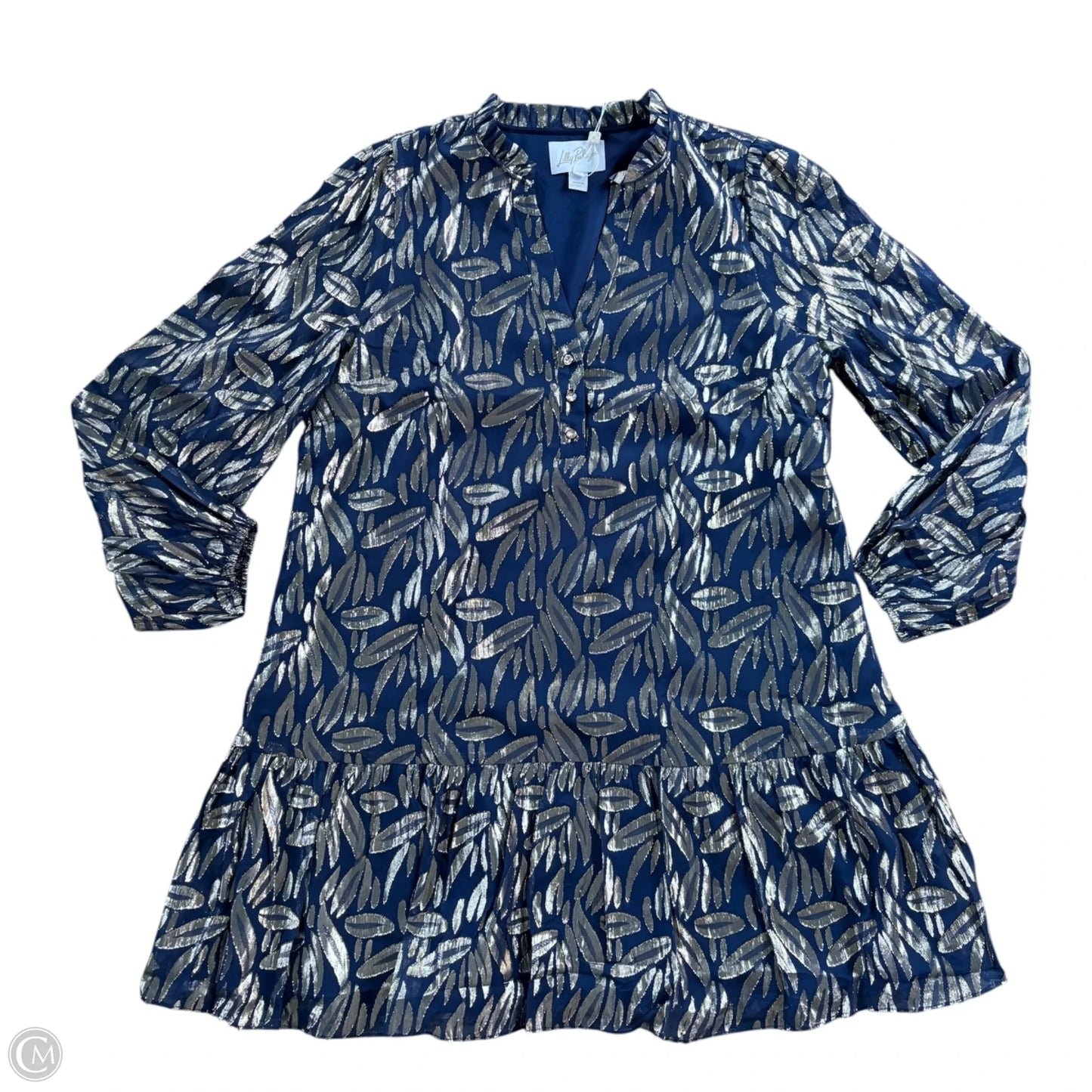 Dress Designer By Lilly Pulitzer In Blue & Gold, Size: L