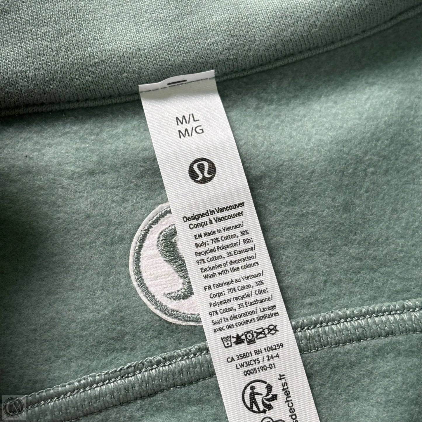 Athletic Sweatshirt Collar By Lululemon In Green, Size: M