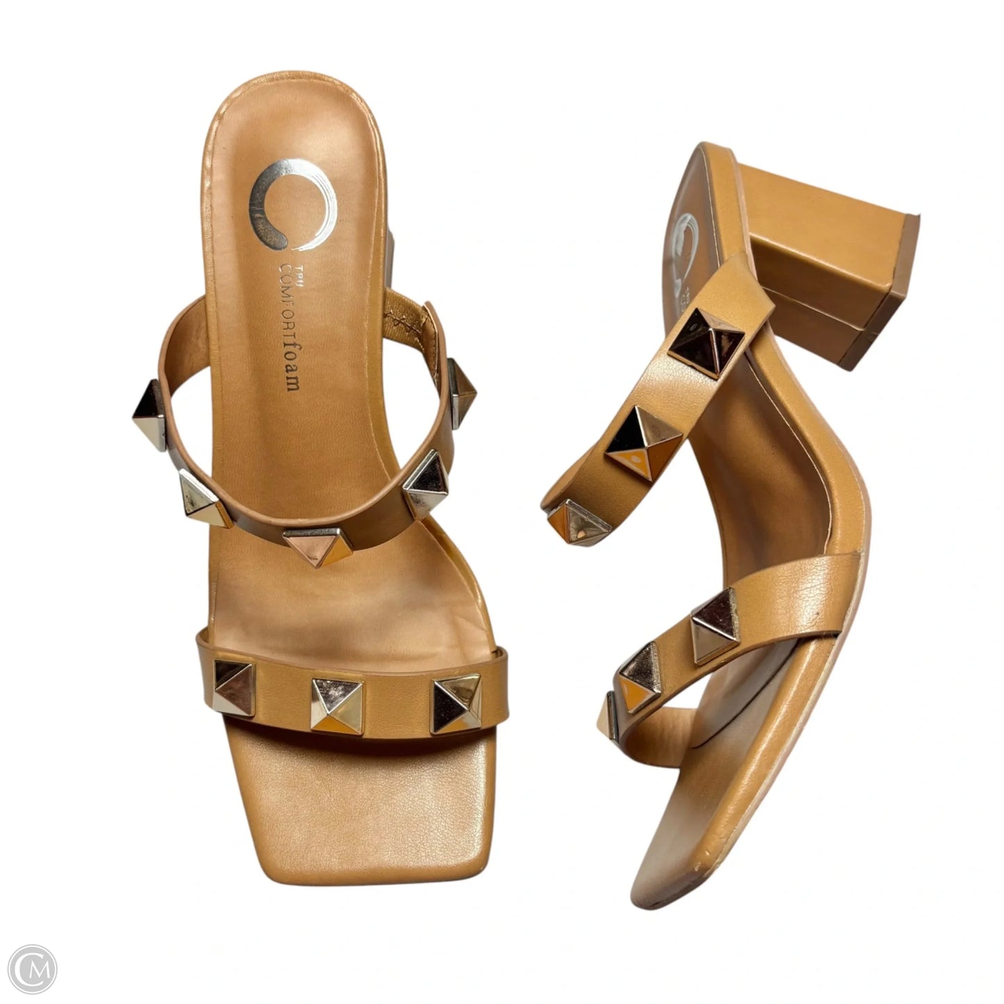 Sandals Heels Kitten By Comfort Foam In Tan, Size: 6.5