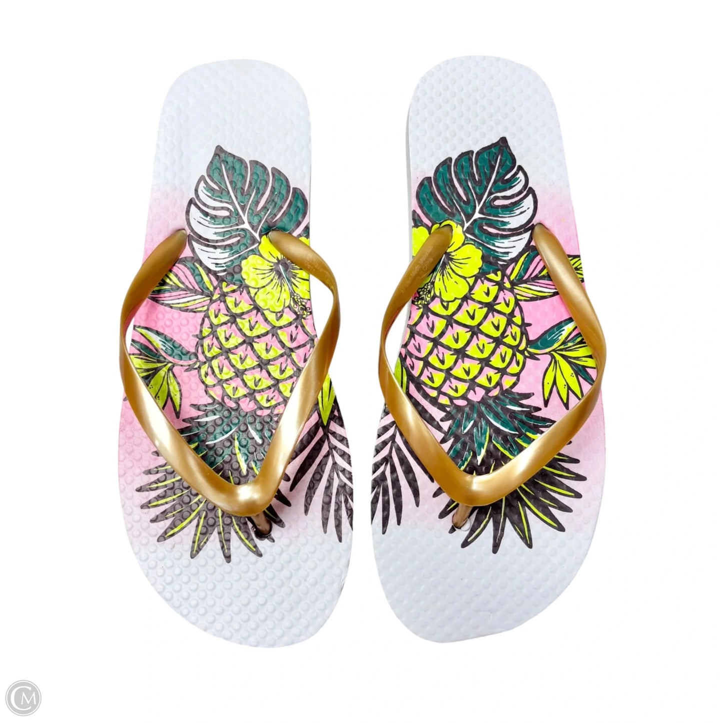 Sandals Flip Flops By Clothes Mentor In Tropical Print, Size: 7.5