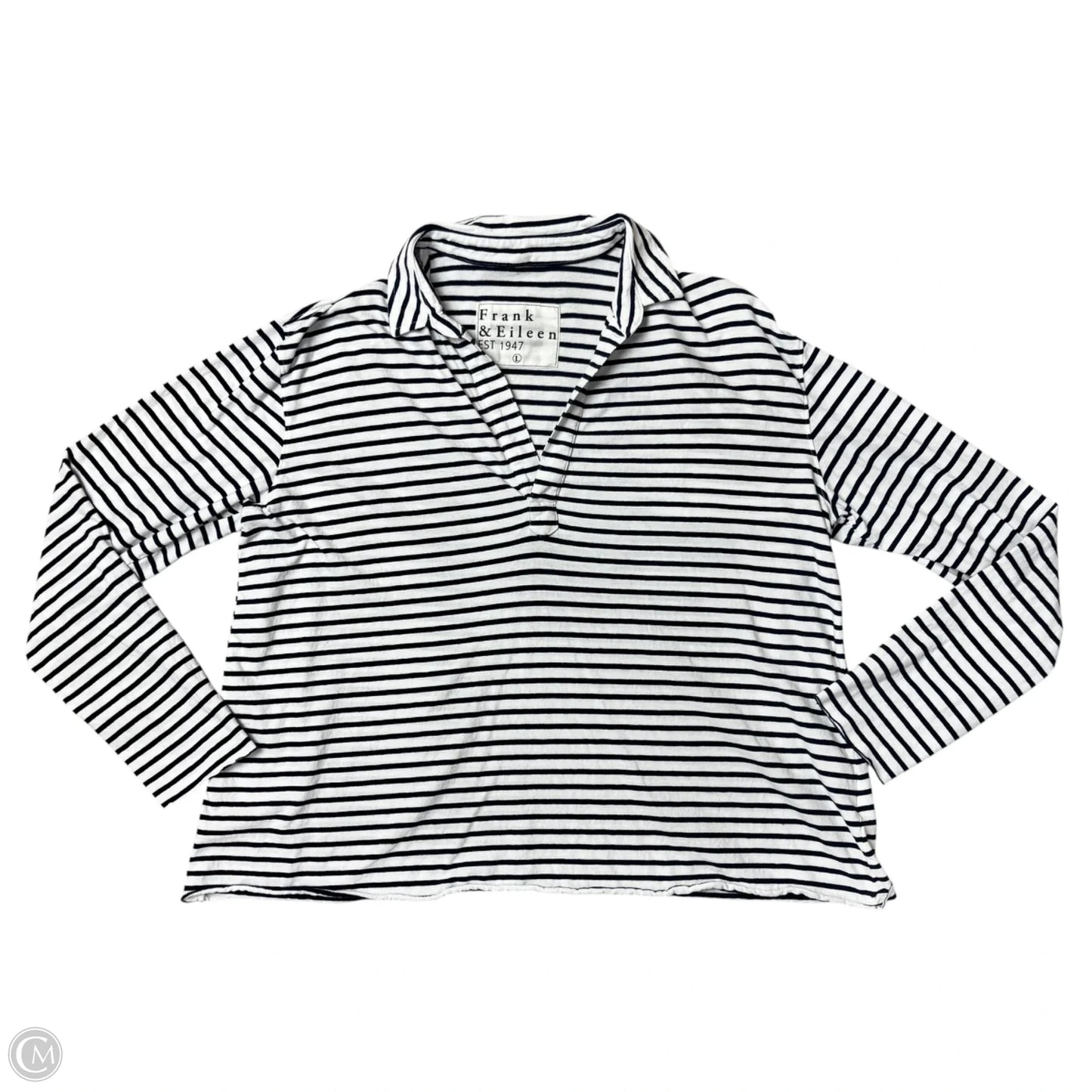 Top 3/4 Sleeve Basic By Frank And Eileen In Striped Pattern, Size: L