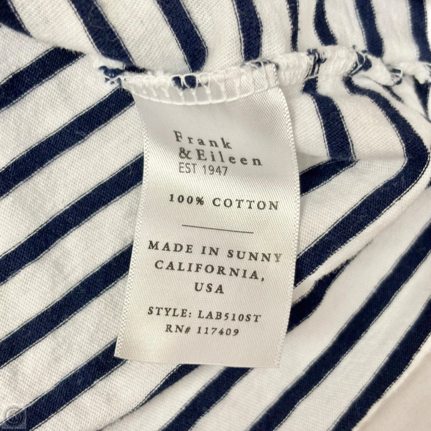 Top 3/4 Sleeve Basic By Frank And Eileen In Striped Pattern, Size: L