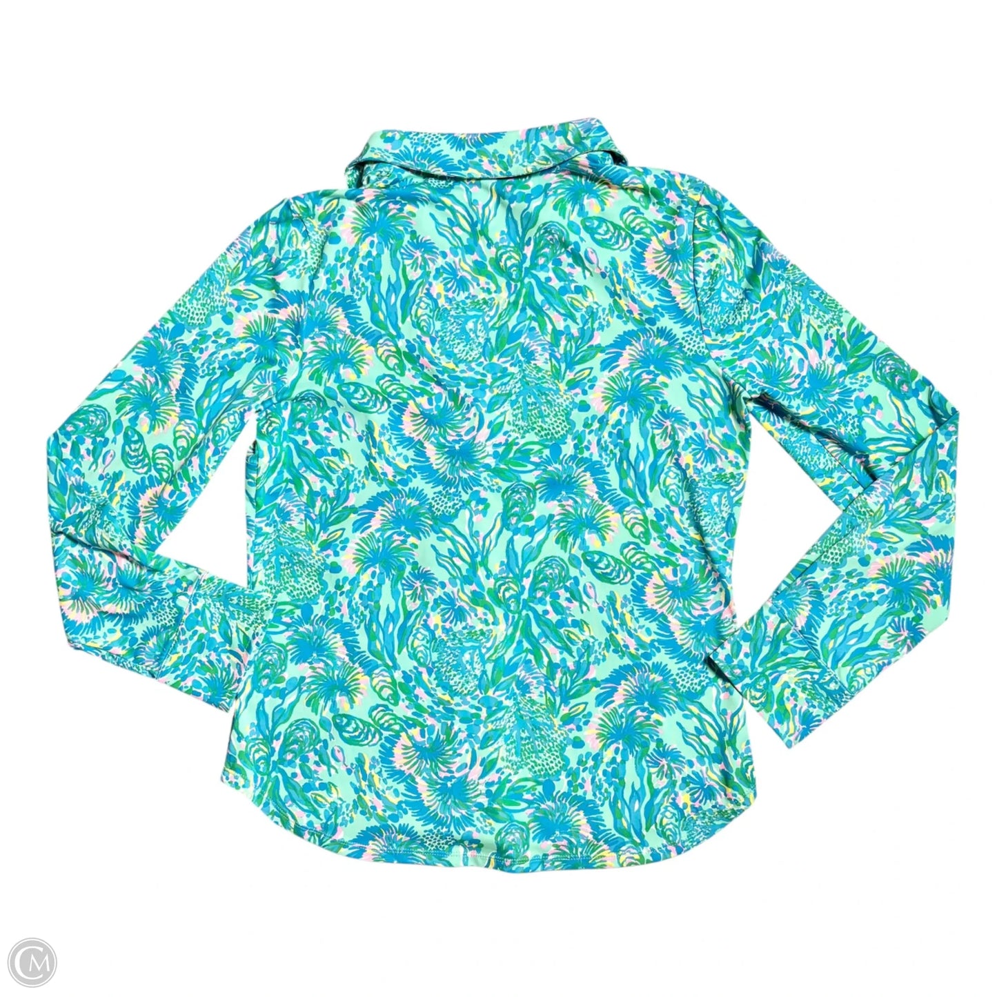 Top Long Sleeve Designer By Lilly Pulitzer In Blue & Green, Size: M