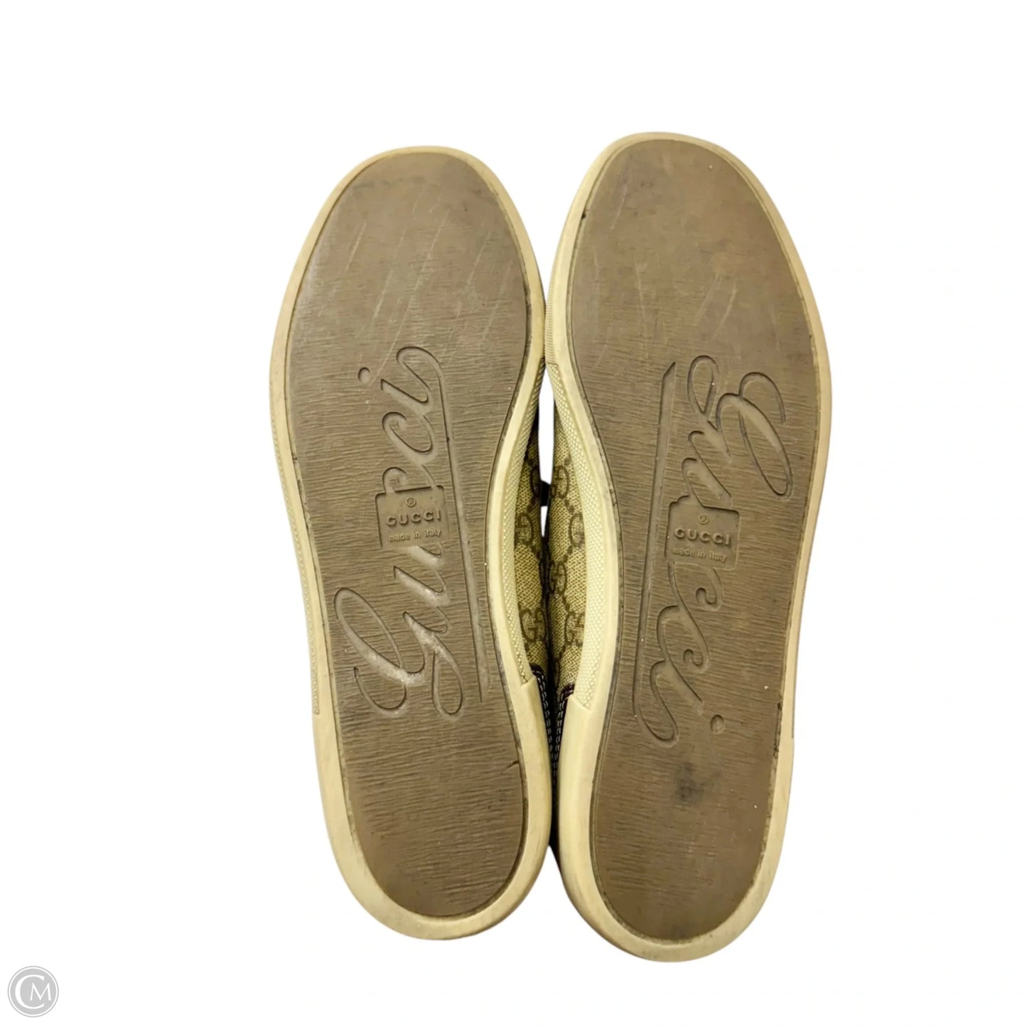 Shoes Luxury Designer By Gucci In Brown, Size: 10.5