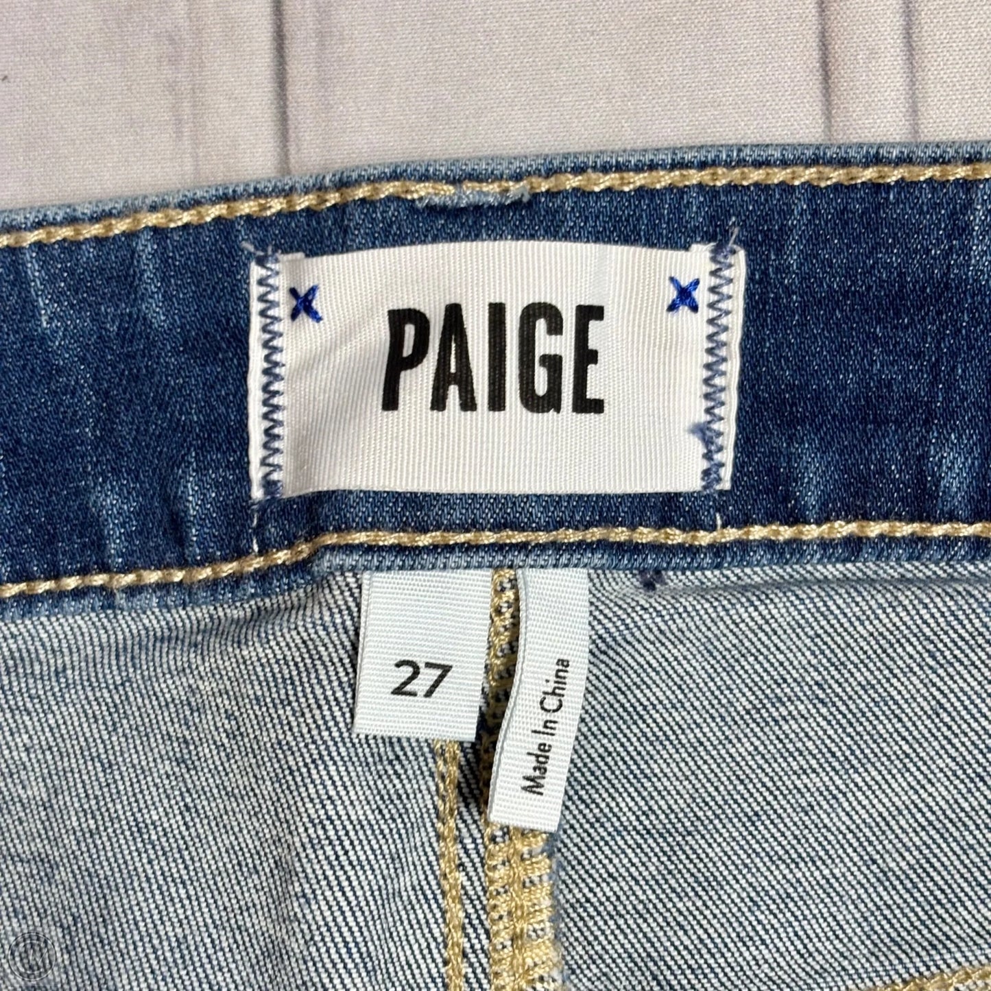 Jeans Straight By Paige In Blue Denim, Size: 4