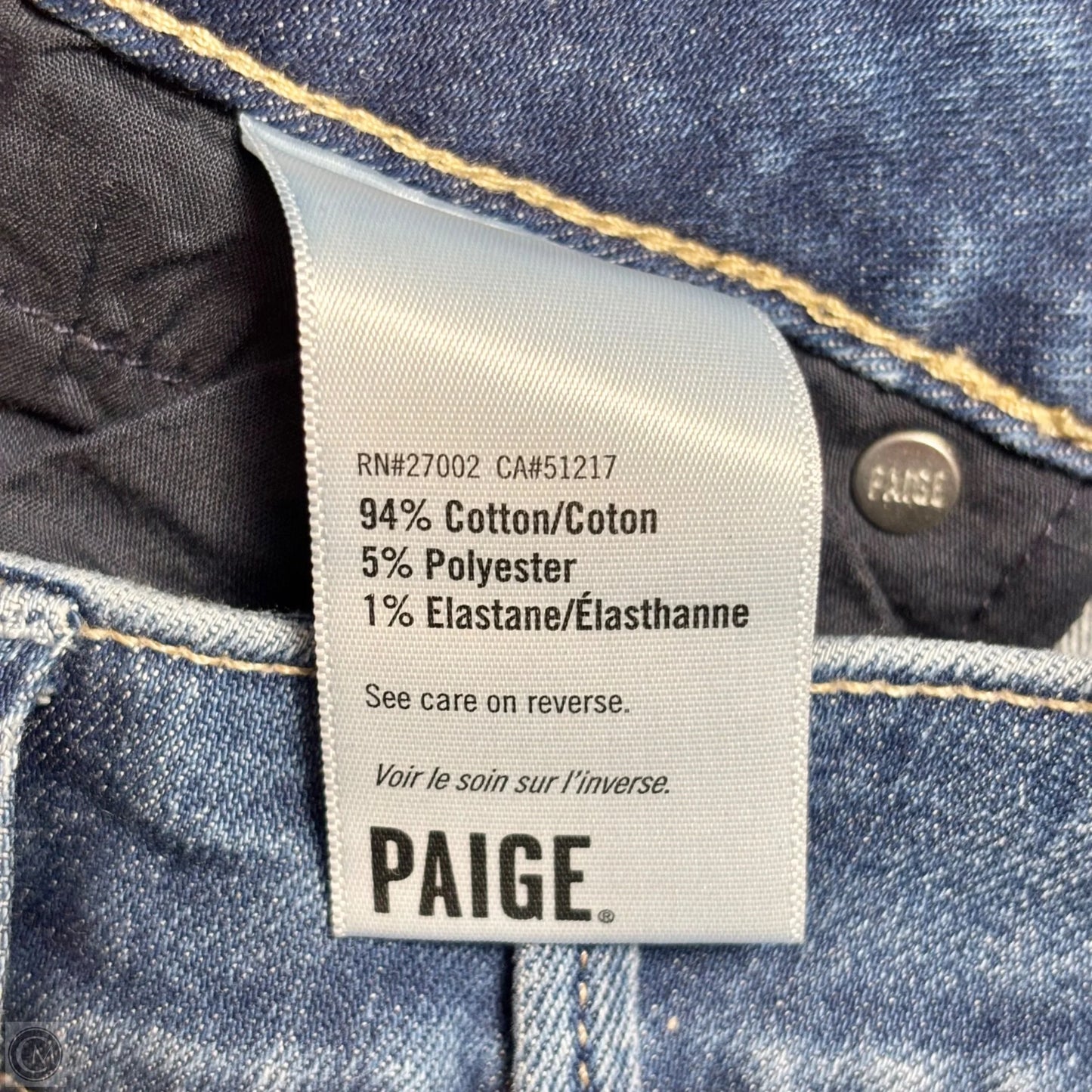 Jeans Straight By Paige In Blue Denim, Size: 4