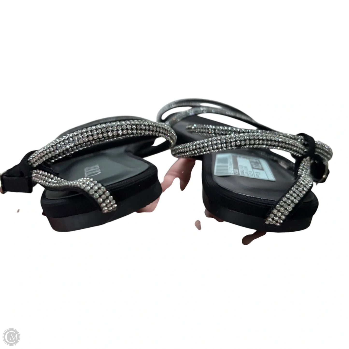 Sandals Flats By Cider In Black & Silver, Size: 7.5