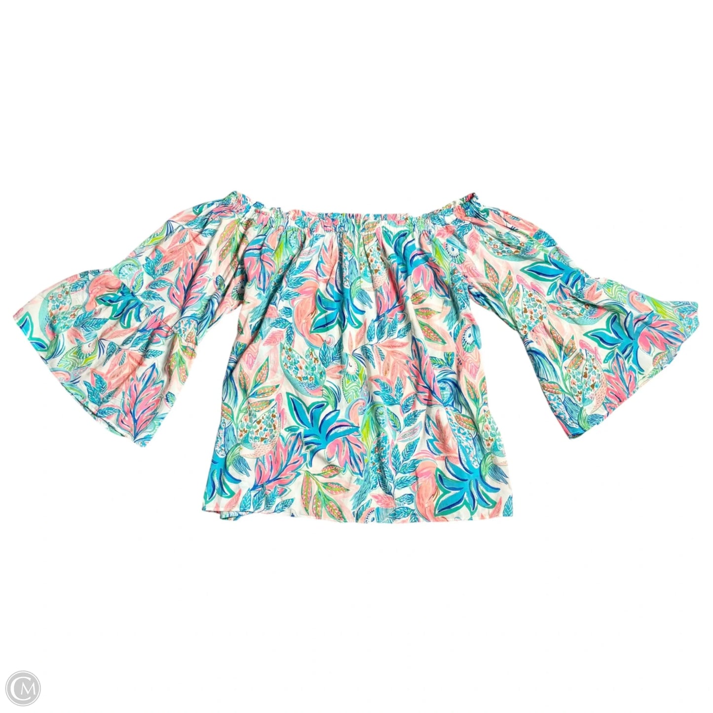 Blouse Designer By Lilly Pulitzer In Blue & Pink, Size: L