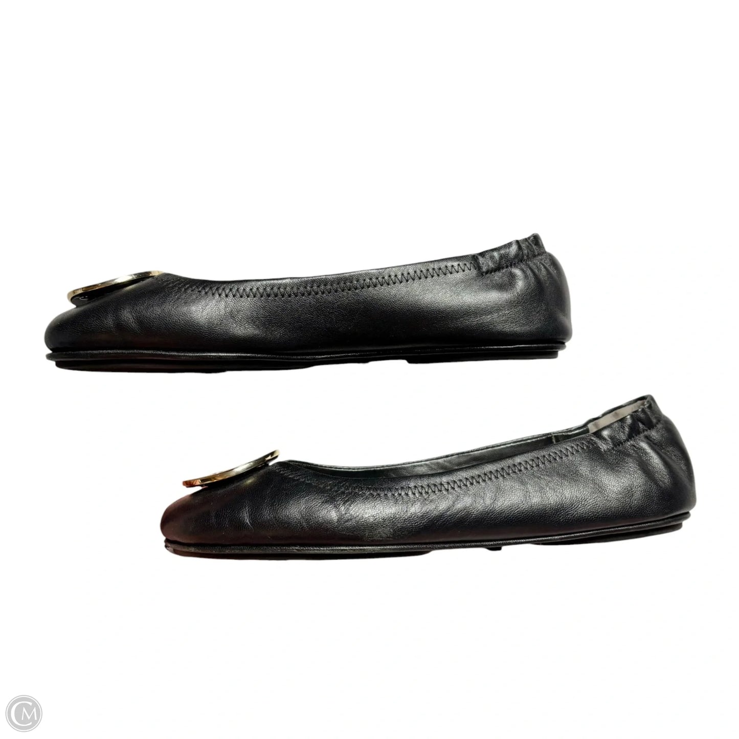 Shoes Designer By Tory Burch In Black & Gold, Size: 9