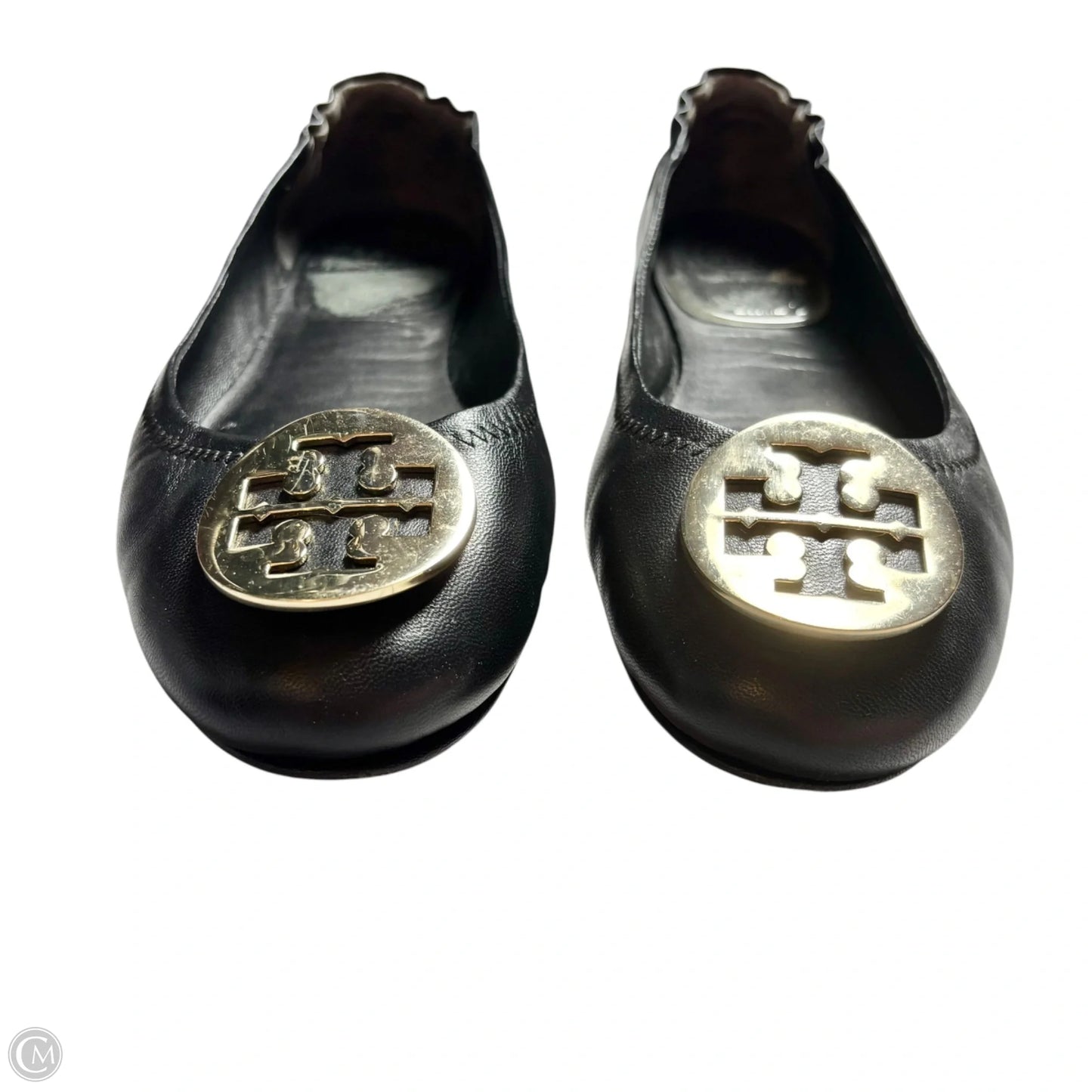 Shoes Designer By Tory Burch In Black & Gold, Size: 9