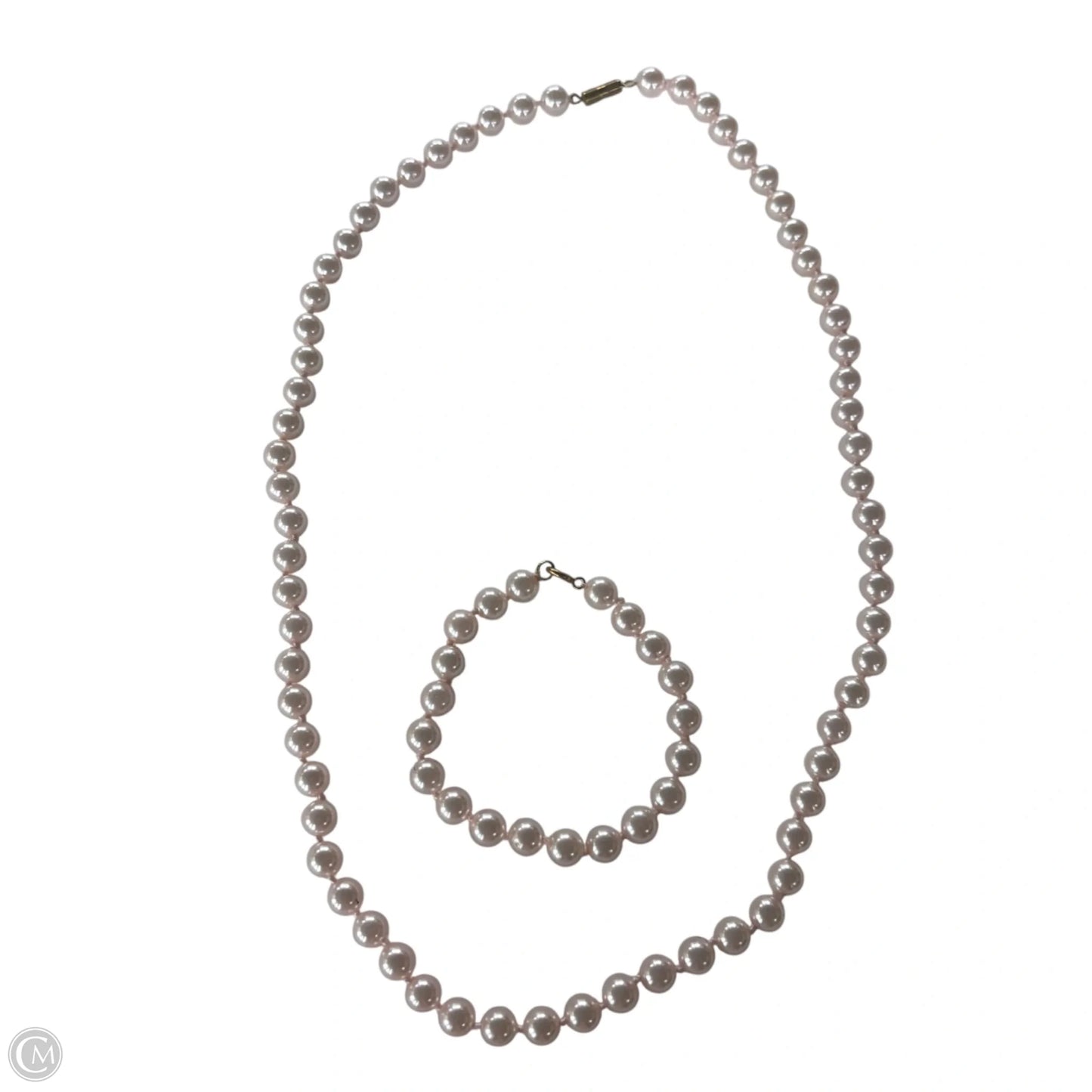 Necklace Set Pink Pearls Size: 02 Piece Set