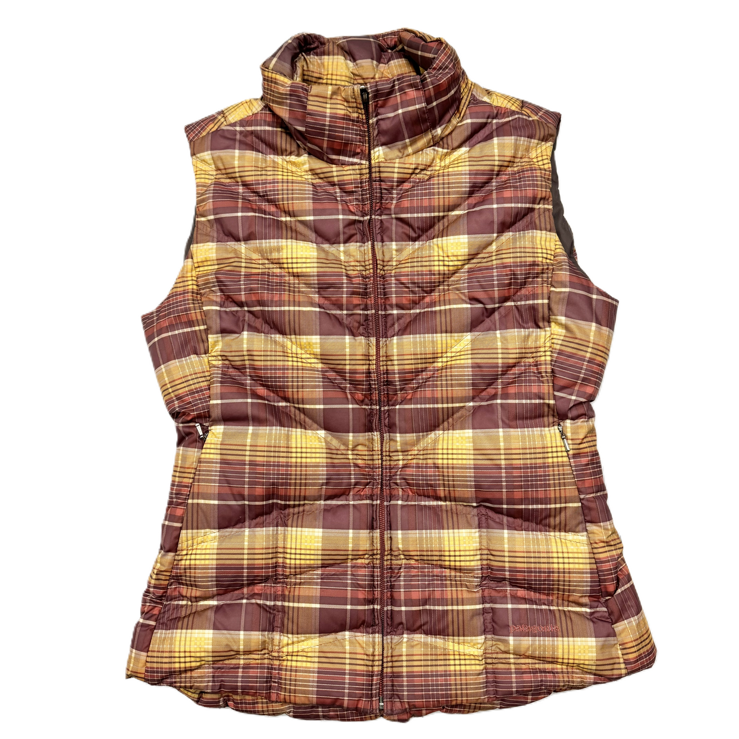 Vest Puffer & Quilted By Patagonia In Plaid Pattern, Size: S