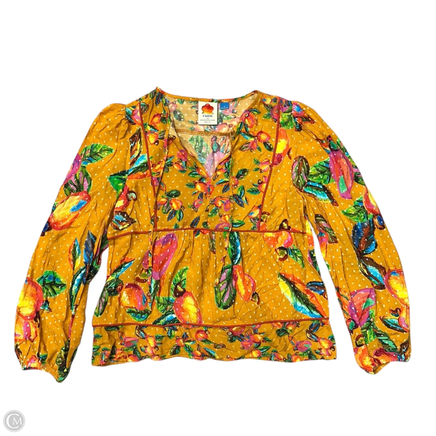 Top Long Sleeve By Farm Rio In Orange, Size: S