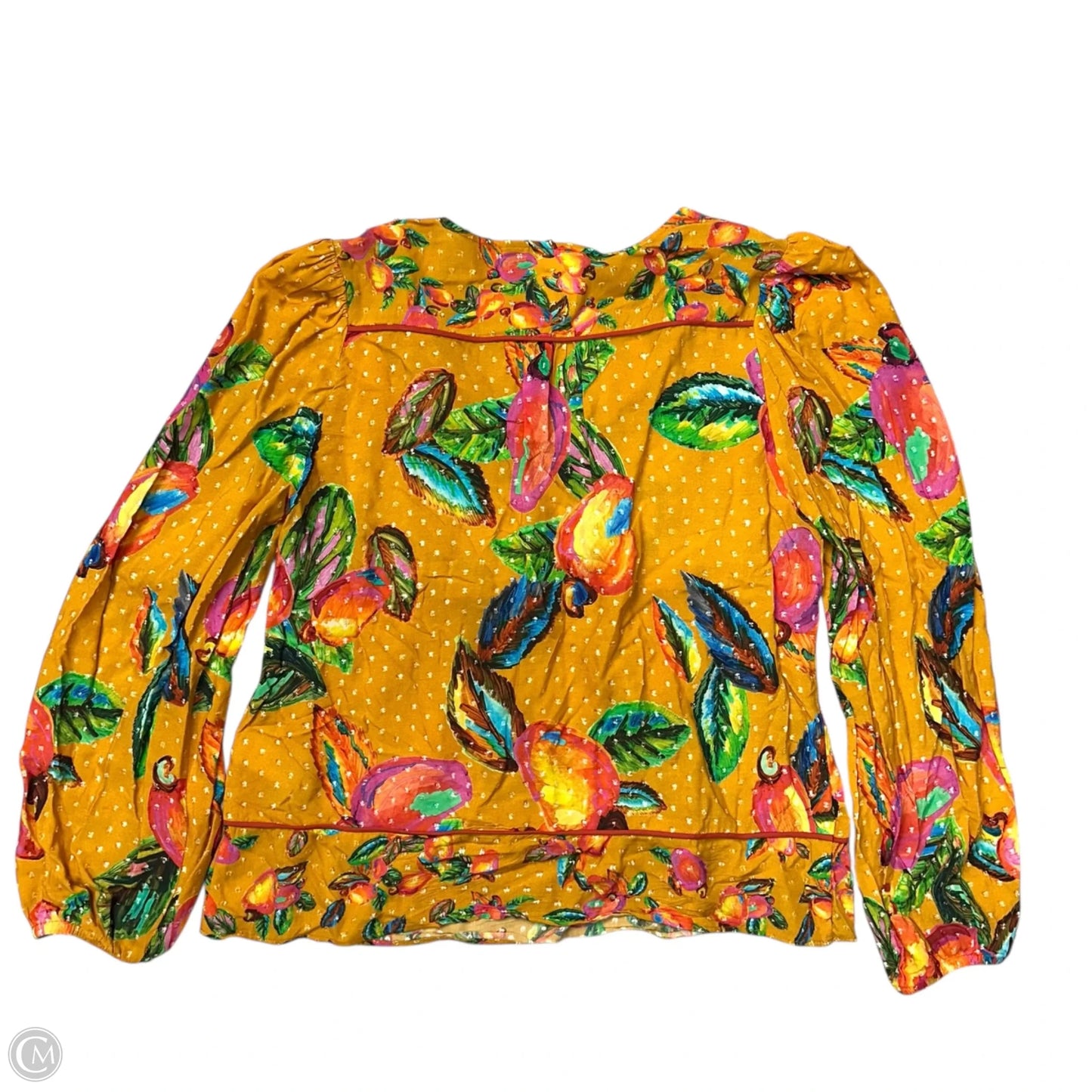 Top Long Sleeve By Farm Rio In Orange, Size: S