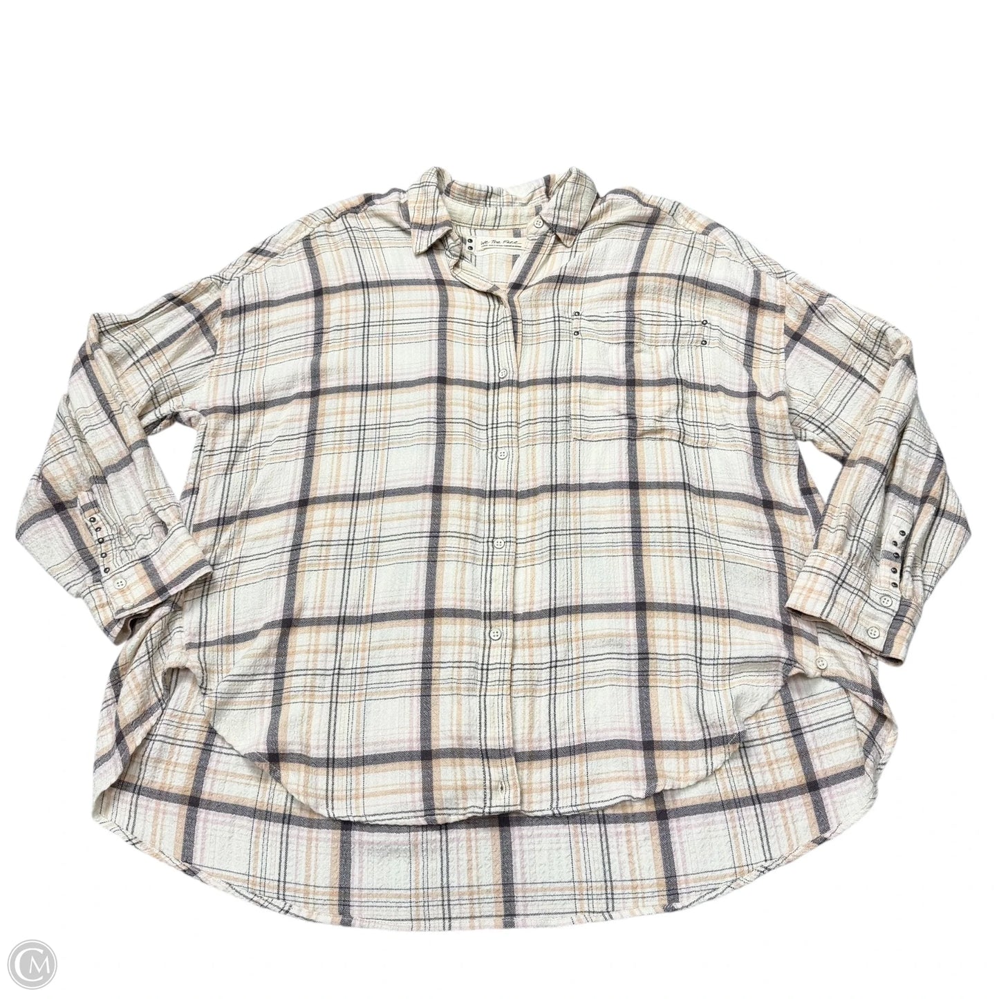 Top Long Sleeve By We The Free In Plaid Pattern, Size: L