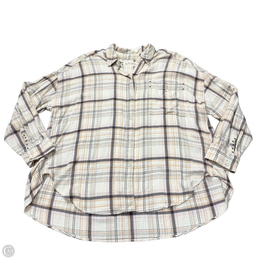Top Long Sleeve By We The Free In Plaid Pattern, Size: L