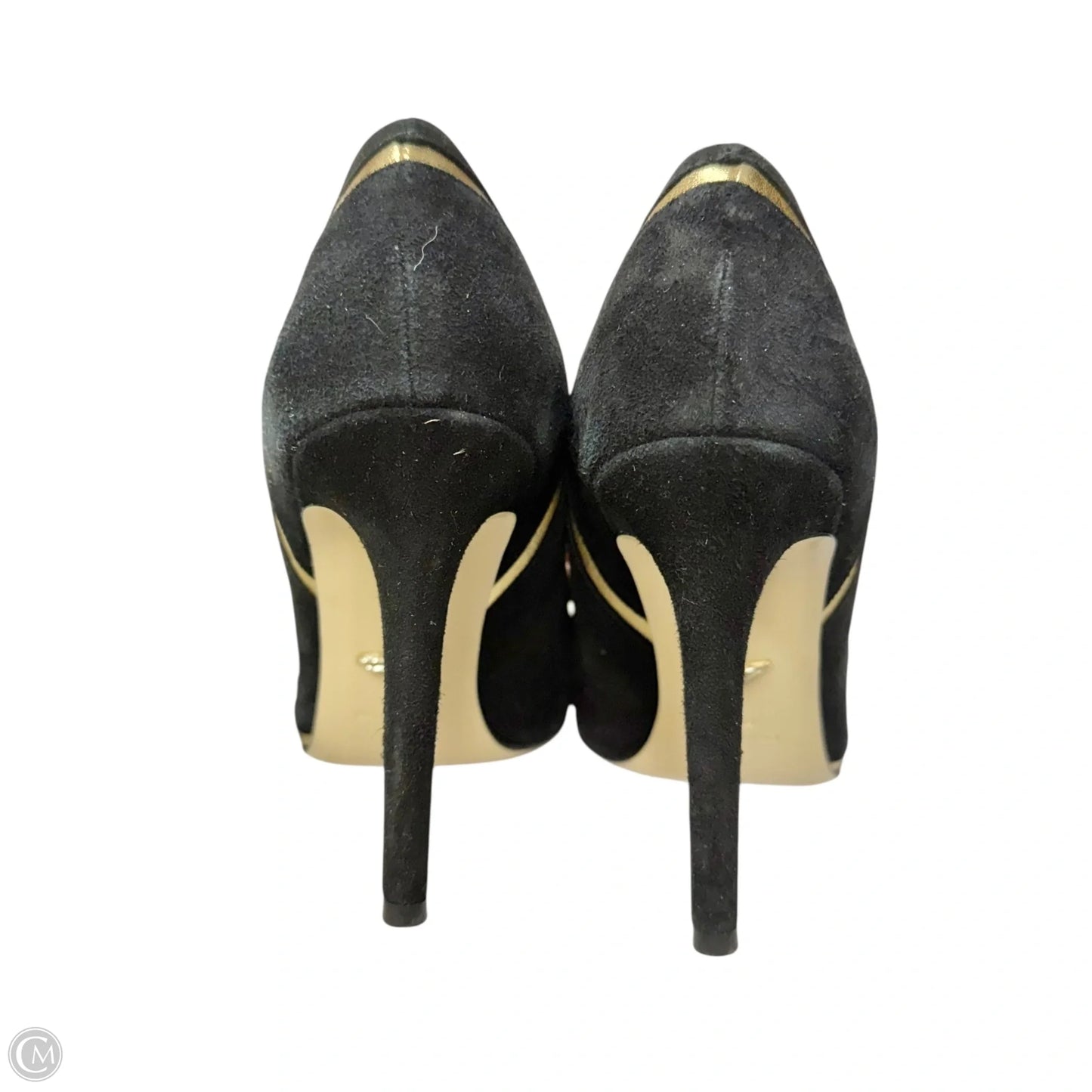 Shoes Designer By Diane Von Furstenberg In Black & Gold, Size: 6.5