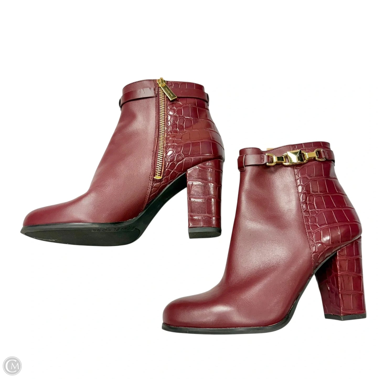 Boots Ankle Heels By Michael By Michael Kors In Maroon, Size: 7.5