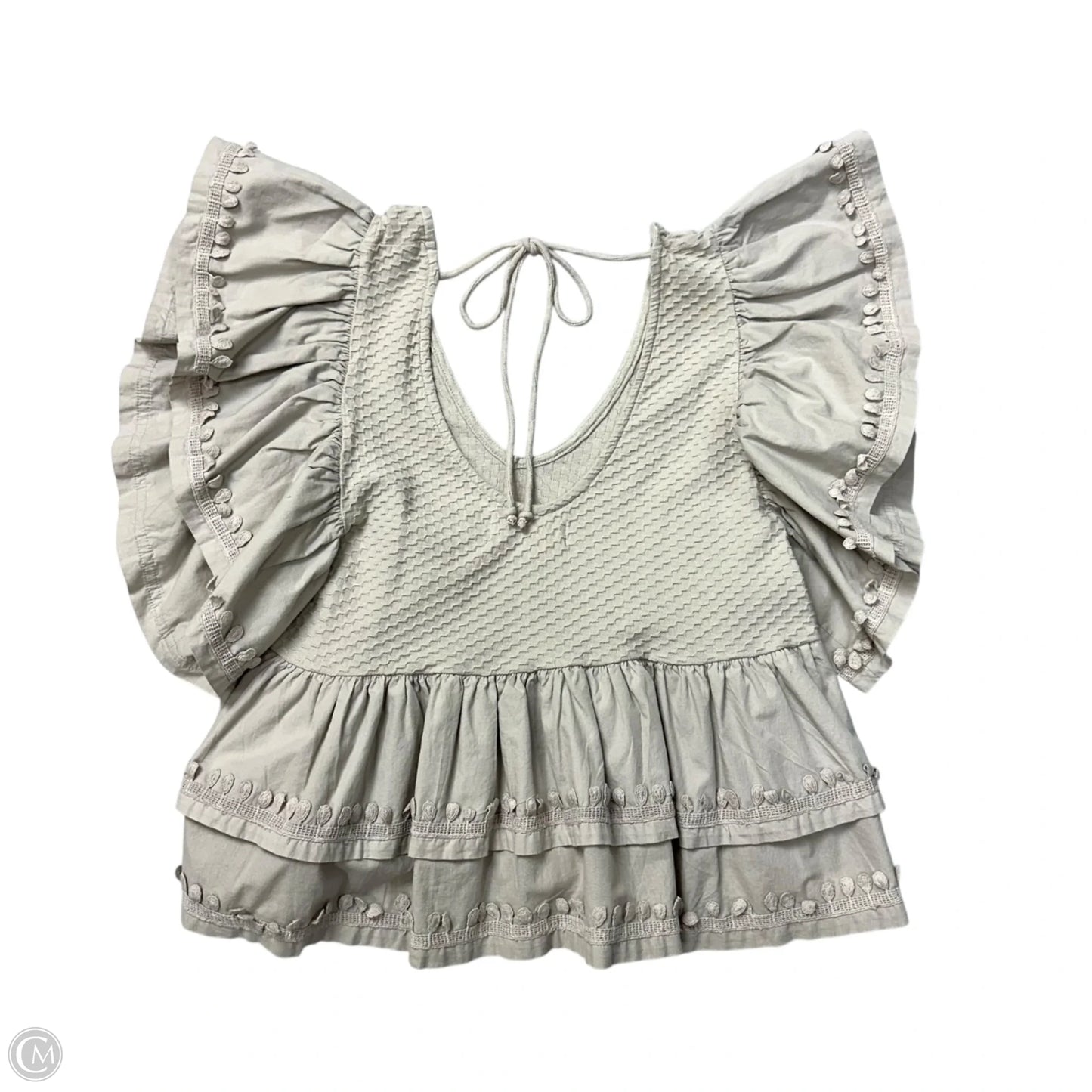 Top Short Sleeve By Anthropologie In Grey, Size: S