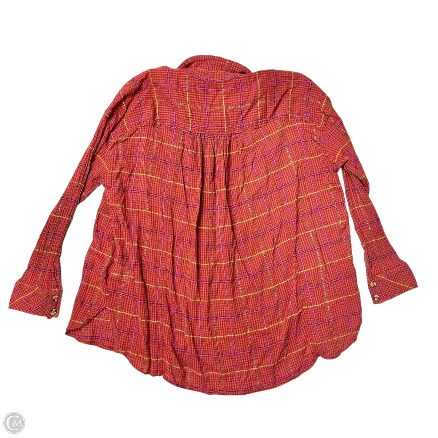 Top Long Sleeve By Free People In Plaid Pattern, Size: M