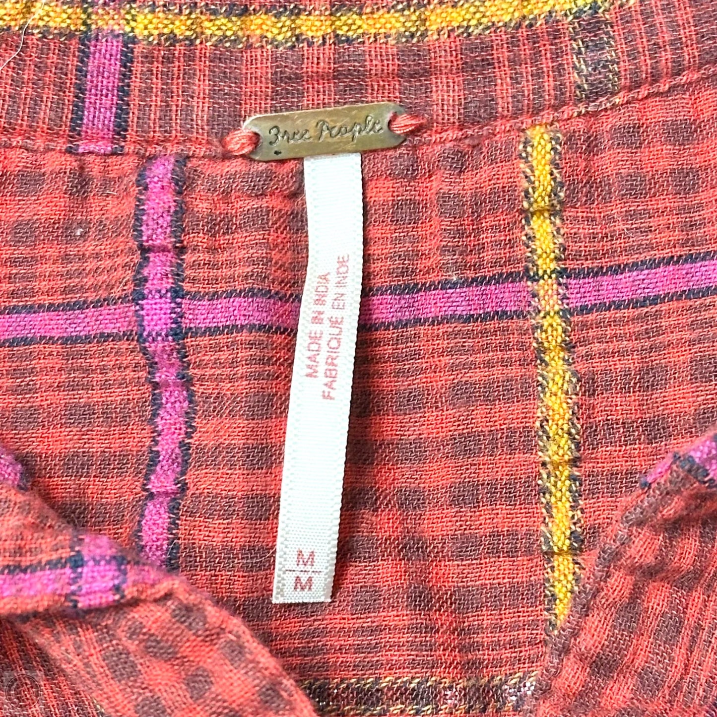 Top Long Sleeve By Free People In Plaid Pattern, Size: M