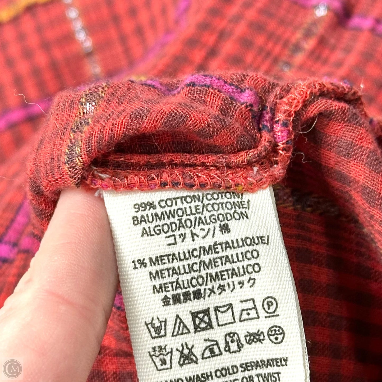 Top Long Sleeve By Free People In Plaid Pattern, Size: M