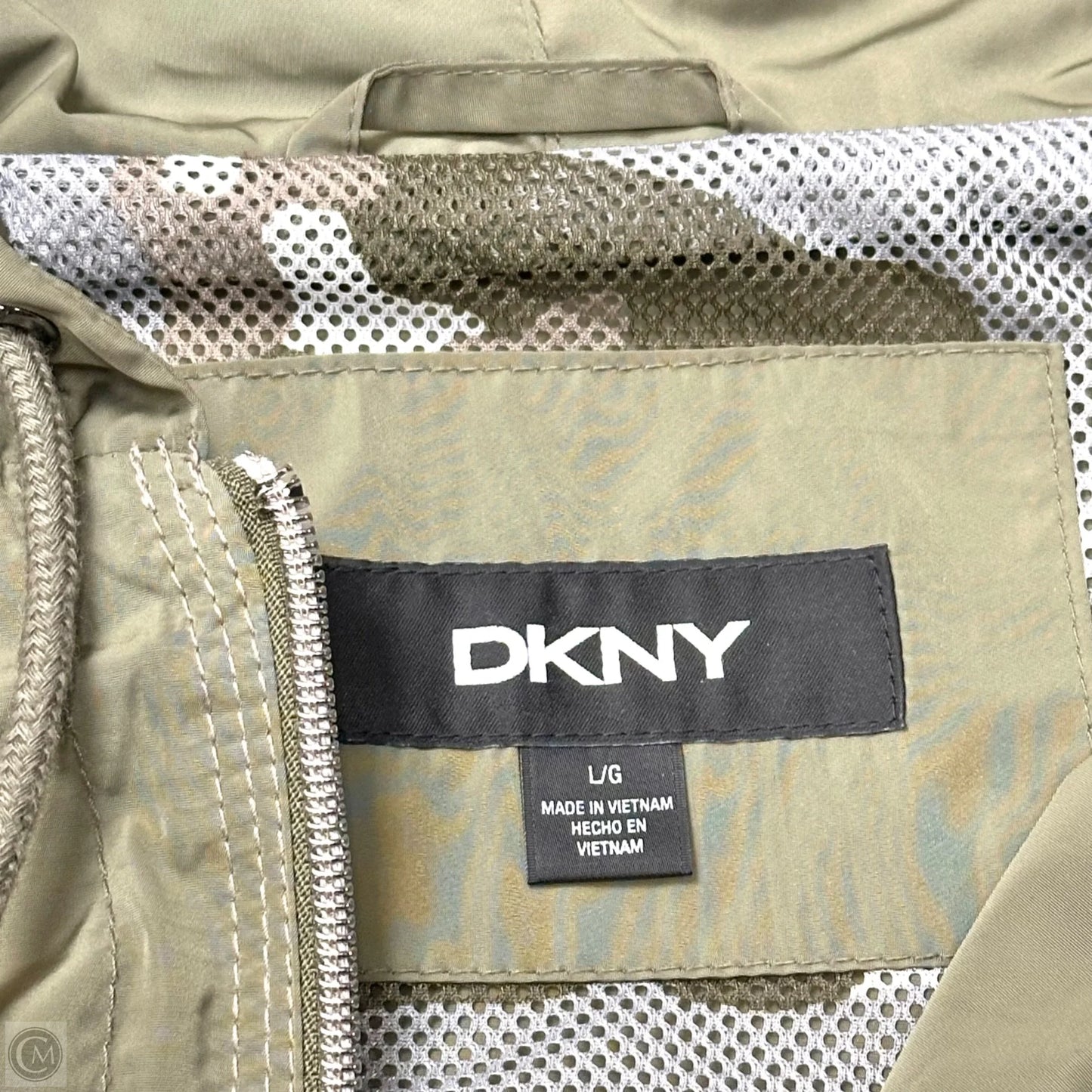 Jacket Windbreaker By Dkny In Green, Size: L