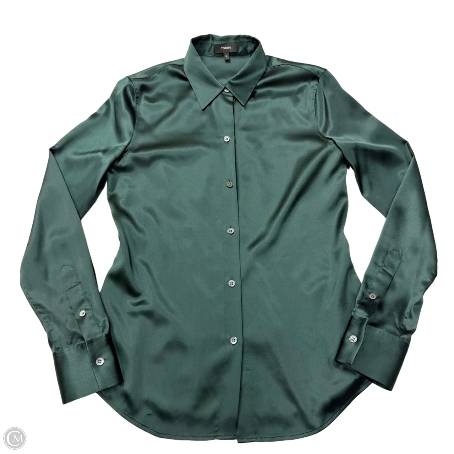 Blouse Long Sleeve By Theory In Green, Size: M