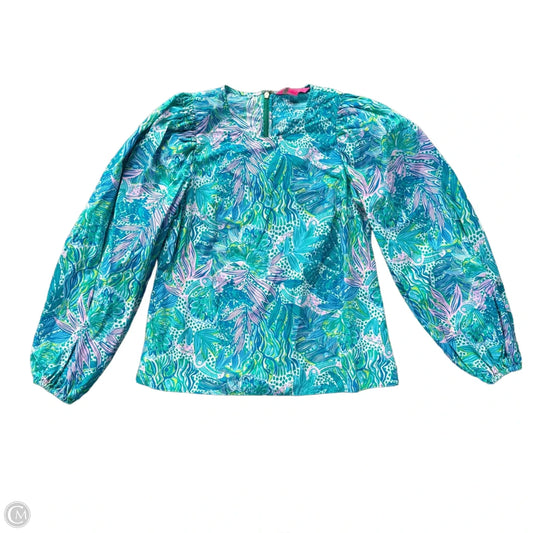 Top Long Sleeve Designer By Lilly Pulitzer In Blue & Green, Size: S