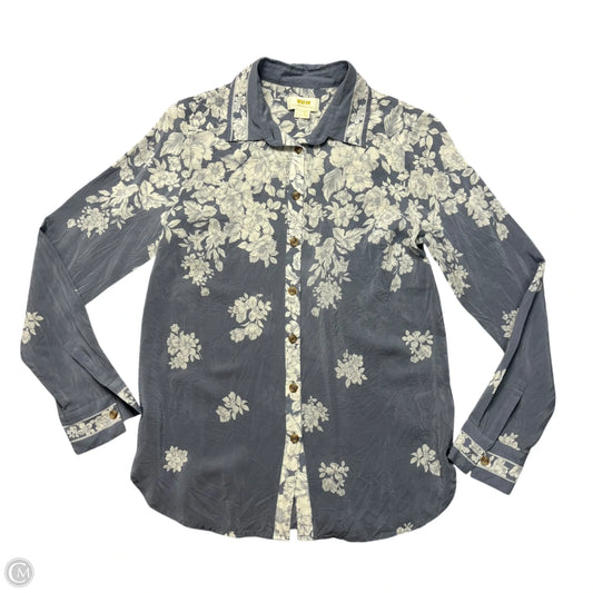 Top Long Sleeve By Maeve In Blue & White, Size: S