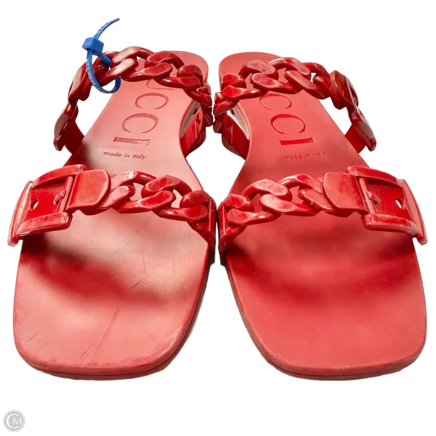 Sandals Luxury Designer By Gucci In Red, Size: 10.5